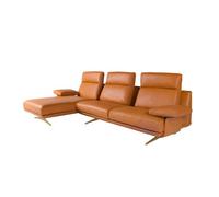 Angel Cerda Elegant Left Chaise Longue Sofa In Terracotta Brown Leather