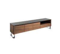 Angel Cerda Elegant Modern Tv Unit In Walnut With Chrome And Black Glass Top