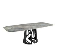 Angel Cerda Oval Blue Porcelain Marble Dining Table with Black Angel Cerda Blue