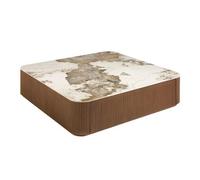 Angel Cerda Elegant Porcelain Marble And Walnut Square Coffee Table