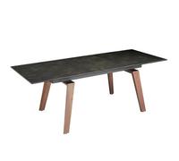 Angel Cerda Elegant Rectangular Extending Dining Table In Porcelain Marble And Walnut
