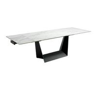 Angel Cerda Elegant Rectangular Extending Dining Table With Porcelain Marble Top And Black Steel Legs