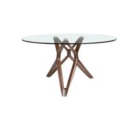 Angel Cerda Elegant Round Tempered Glass And Walnut Dining Table