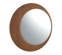 Angel Cerda Elegant Round Walnut Wall Mirror For Modern Décor
