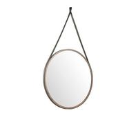 Angel Cerda Elegant Round Walnut Wall Mirror For Modern Homes
