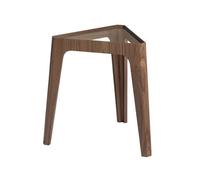 Angel Cerda Elegant Triangular Corner Table In Tempered Glass And Walnut