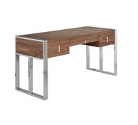 Angel Cerda Elegant Walnut And Chrome-Plated Steel Desk For Modern Offices