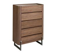 Angel Cerda Elegant Walnut And Dark Steel Chiffonier With Marble Top