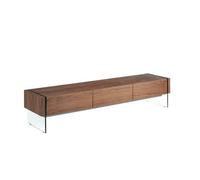 Angel Cerda Elegant Walnut And Tempered Glass Tv Stand With Storage