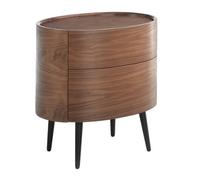 Angel Cerda Elegant Walnut Bedside Table With Black Steel Legs