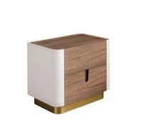 Angel Cerda Elegant Walnut Bedside Table With Gold Accents
