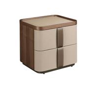Angel Cerda Elegant Walnut Bedside Table With Leather And Steel