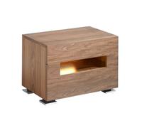 Angel Cerda Elegant Walnut Bedside Table With Led Lighting And Polished Steel Legs