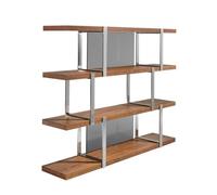 Angel Cerda Elegant Walnut Bookcase With Black Glass Dividers For Modern Interiors