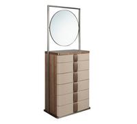 Angel Cerda Elegant Walnut Chiffonier With Leather And Glass Top