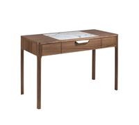 Angel Cerda Elegant Walnut Dressing Table With Marble-Look Glass Top