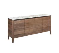 Angel Cerda Elegant Walnut Sideboard With Marble Imitation Glass Top