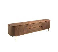 Angel Cerda Walnut TV Stand with Gold Polished Steel Legs Angel Cerda Walnut