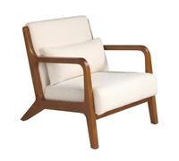 Angel Cerda Elegant White Fabric Armchair With Walnut Legs