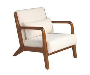 Angel Cerda Elegant White Fabric Armchair With Walnut Legs