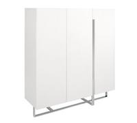 Angel Cerda Elegant White Wood And Chrome Steel Tall Sideboard For Modern Living Spaces