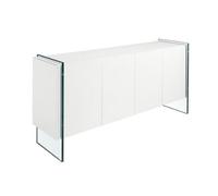 Angel Cerda White MDF Sideboard with Tempered Glass Legs, 4 Doors Angel Cerda White