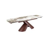 Angel Cerda Extendable Barrel Oval Dining Table In Porcelain Marble And Copper-Brown Steel