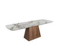 Angel Cerda Extendable Dining Table Porcelain Marble Top & Walnut in White Angel Cerda White