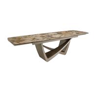 Angel Cerda Extendable Oval Dining Table Porcelain Marble Top in Light Brown Angel Cerda Light Brown