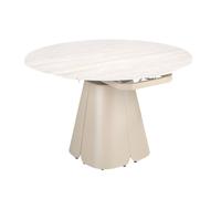 Angel Cerda Extendable Round Dining Table In Porcelain Marble And Sand-Coloured Steel