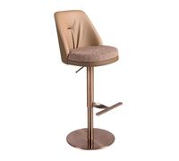 Angel Cerda Swivel Stool In Mottled Brown Fabric And Brown Leatherette