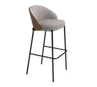 Angel Cerdá Grey and Walnut Fabric Stool 4127