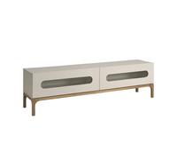 Angel Cerda Stylish Grey And Walnut Wood Tv Stand With Led Lighting
