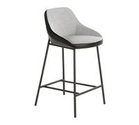 Angel Cerda Grey Fabric Seat & Black Leatherette Back Stool Angel Cerda Grey