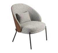 Angel Cerda Grey Fabric Armchair with Walnut Veneer & Black Angel Cerda Grey