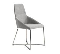 Angel Cerda Grey Fabric Dining Chair Chrome-Plated Legs Angel Cerda Grey