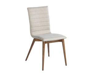 Angel Cerda Grey Fabric Dining Chair with Walnut Legs in Light Grey Angel Cerda Light Grey