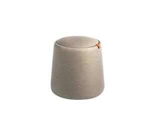 Angel Cerda Grey Fabric Pouffe with Oak Veneer Top & Storage Angel Cerda Grey