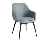 Angel Cerda Greyish-Blue Marbled Fabric Dining Chair with Black Steel Legs in Blue Angel Cerda Blue