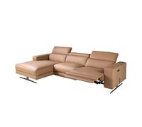 Angel Cerda Left-Hand Brown Leather Chaise Longue Recliner Sofa