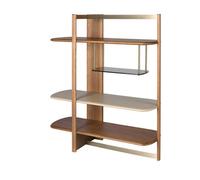 Angel Cerda Left Rectangular Shelving Unit In Light Walnut And Greige-Coloured Wood