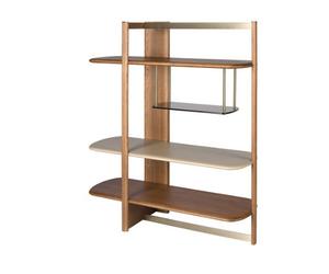 Angel Cerda Left Rectangular Shelving Unit In Light Walnut And Greige-Coloured Wood