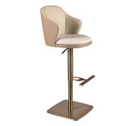 Angel Cerda Marbled-Fabric Swivel Bar Stool with Leatherette Backrest in Cream Angel Cerda Cream