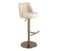 Angel Cerda Marbled-Fabric Swivel Bar Stool with Leatherette Backrest in Cream Angel Cerda Cream