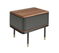 Angel Cerda Matt Dark Grey MDF Bedside Table with Walnut Top Angel Cerda Dark Grey