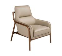 Angel Cerda Mink Cowhide Leather Armchair with Solid Walnut Legs in Cream Angel Cerda Cream