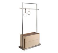 Angel Cerda Mink Faux Leather & Walnut Coat Rack with Stainless Steel in Beige Angel Cerda Beige