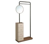 Angel Cerda Elegant Mink Leather And Walnut Coat Rack With Mirror