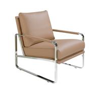 Angel Cerda Mink Leatherette Armchair with Chrome Legs in Tan Angel Cerda Tan