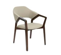 Angel Cerda Mink Leatherette Dining Chair with Walnut-Coloured in Beige Angel Cerda Beige
